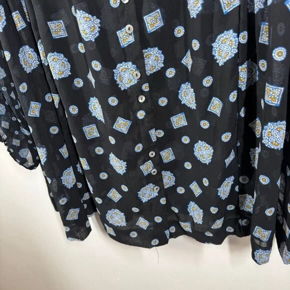 Free People Boho Turn Turn Sheer Mini Dress Size M Printed Festival  Peasant - Picture 12 of 15